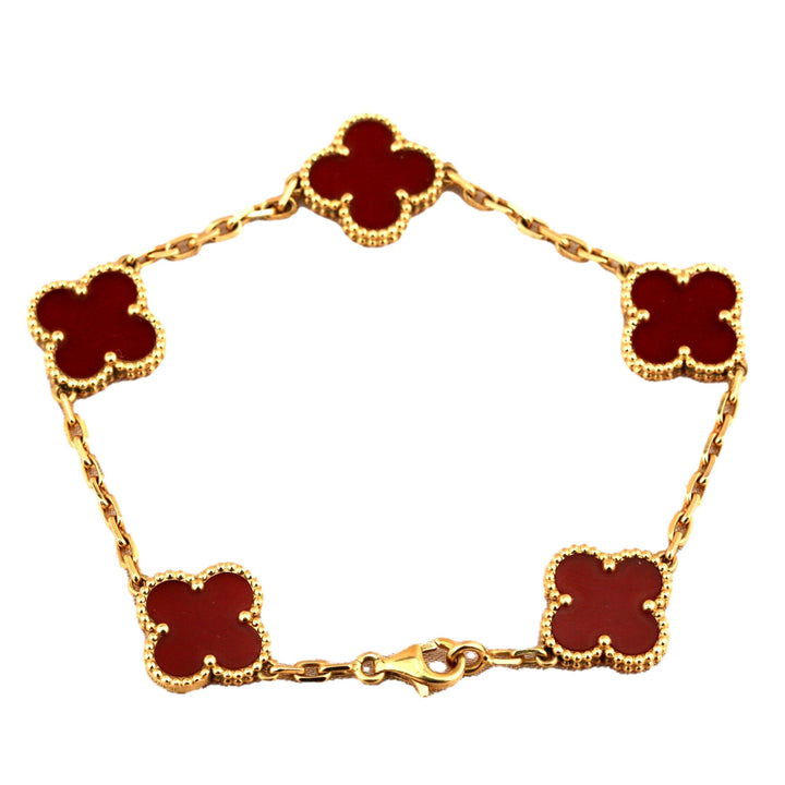 Van Cleef & Arpels 5 Motif Vintage Alhambra Carnelian Bracelet