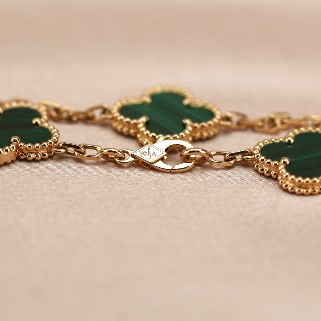 Van Cleef & Arpels 5 Motif Vintage Alhambra Malachite Bracelet