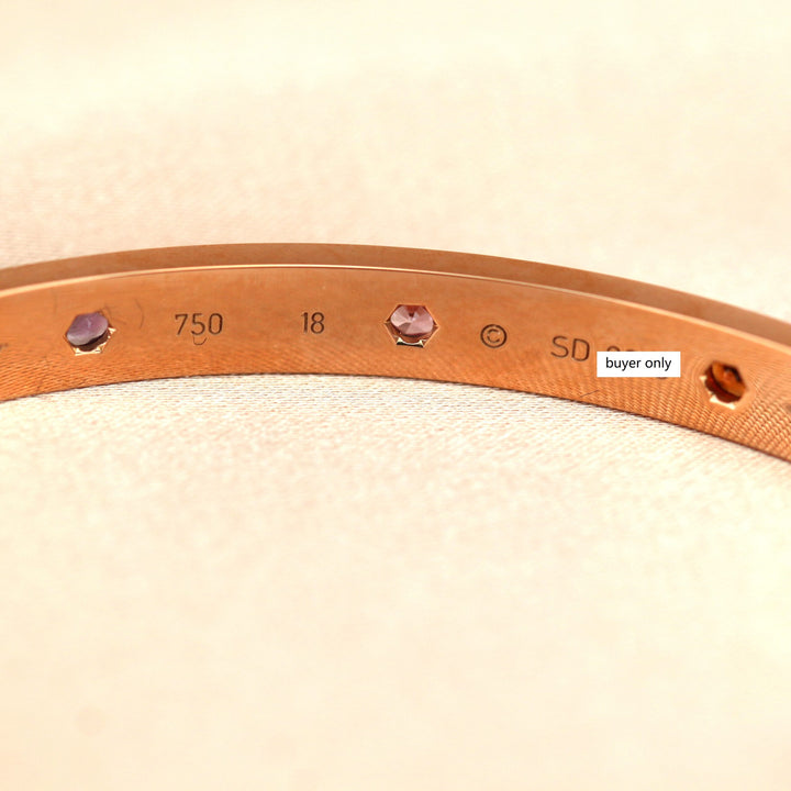 Cartier Love Bracelet Multi Gem Rainbow Rose Gold Size 18