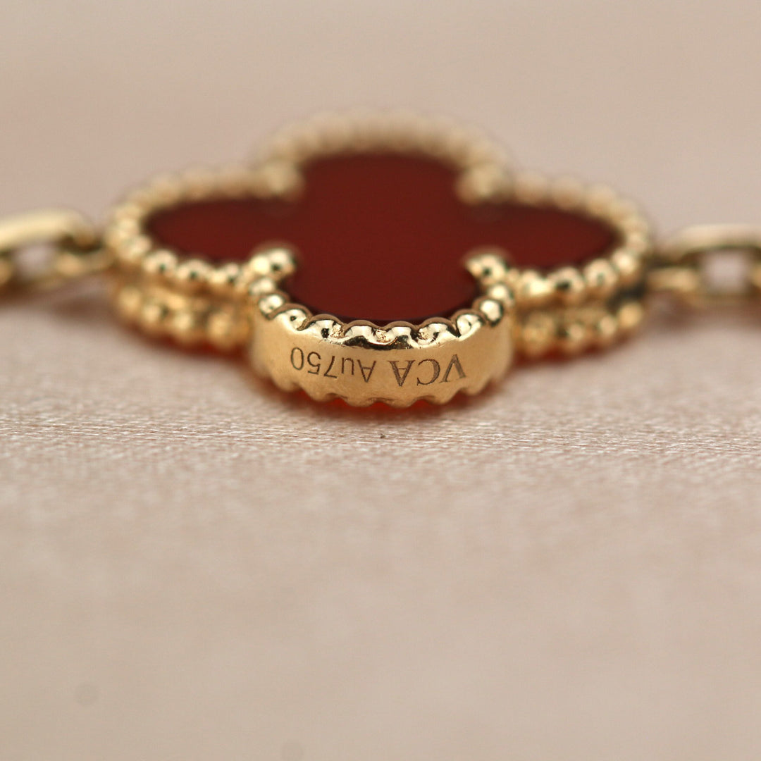 Van Cleef & Arpels 5 Motif Vintage Alhambra Carnelian Bracelet