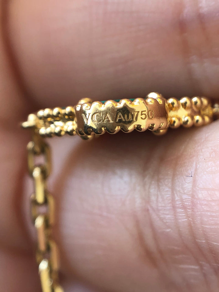 Van Cleef & Arpels Vintage Alhambra Malachite 20 Motif Gold Necklace