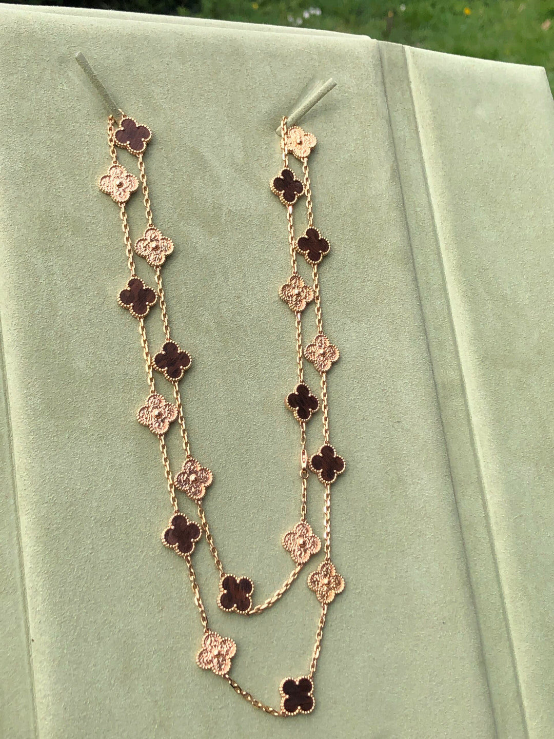 Van Cleef and Arpels Alhambra Limited Edition Letterwood Rose Gold 20 Motif Necklace