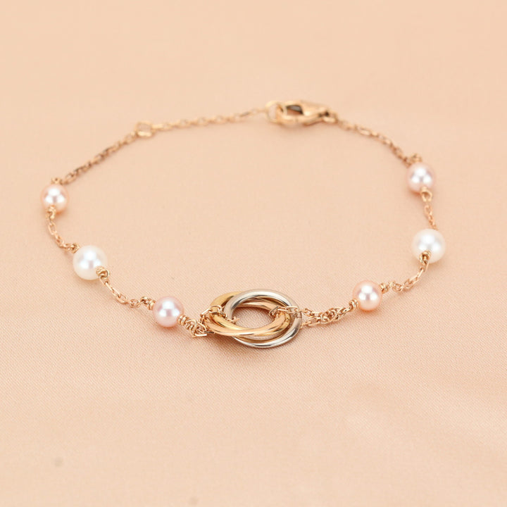 Cartier Trinity 18K 3 Golds Pearl Bracelet