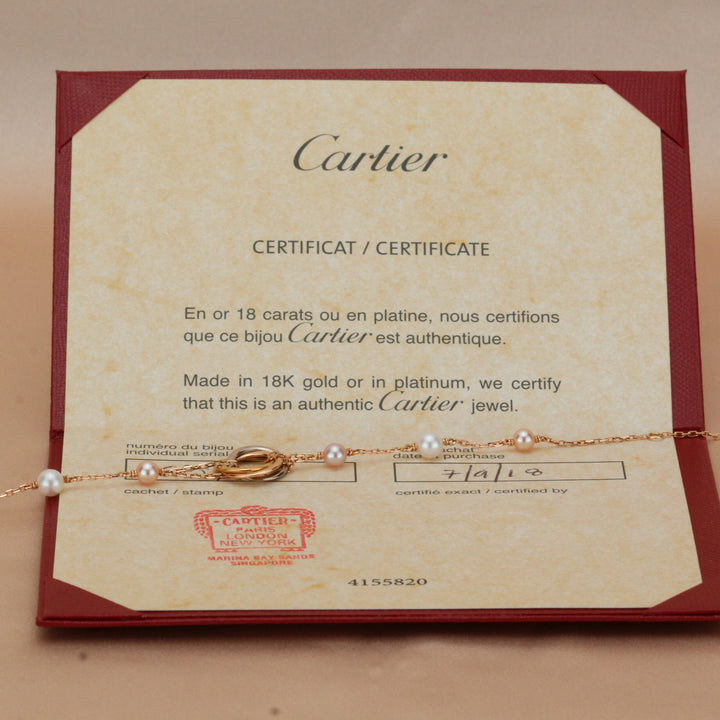 Cartier Trinity 18K 3 Golds Pearl Bracelet