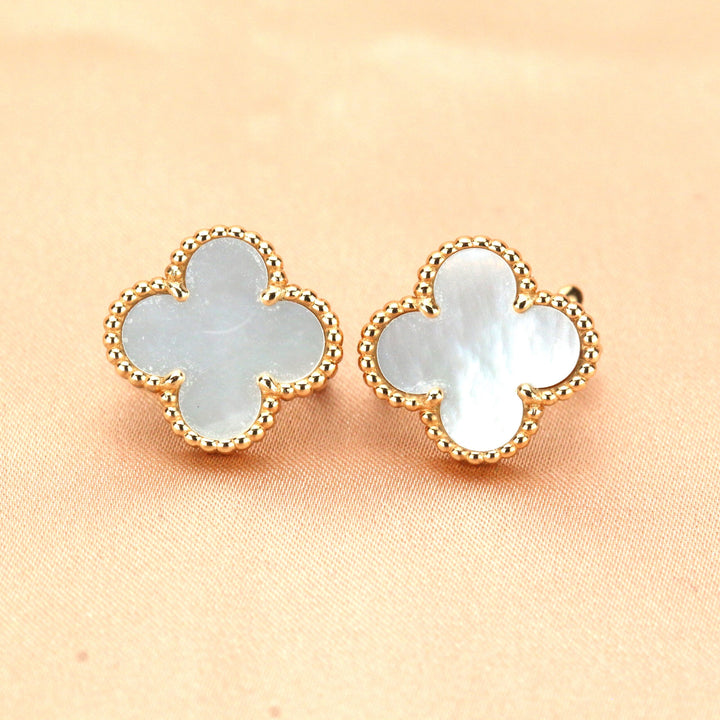 Van Cleef & Arpels Vintage Alhambra Mother of Pearl Gold Earrings