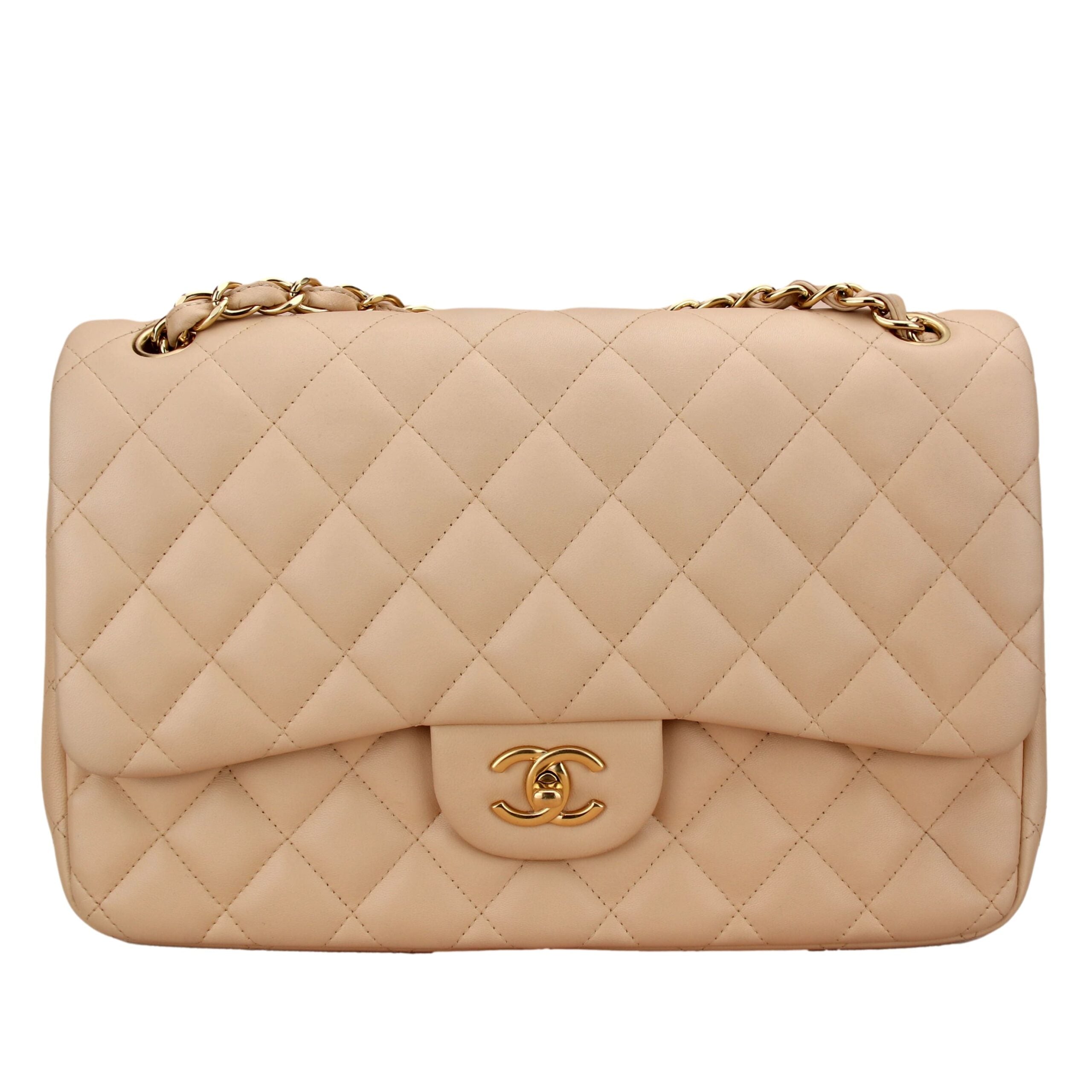 Chanel Beige Clair Caviar Quilted Classic Flap Medium SHW