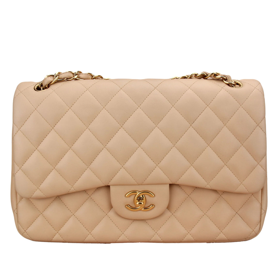 Chanel // Beige Quilted Leather Jumbo Classic Flap – VSP Consignment