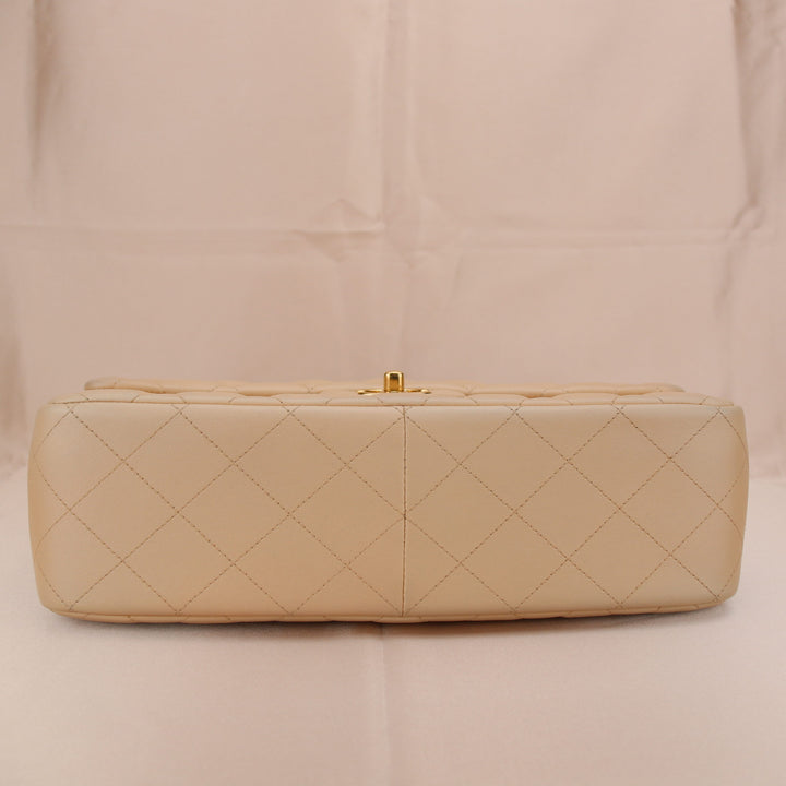 Chanel Beige Quilted Caviar Leather Jumbo Classic Double Flap Bag