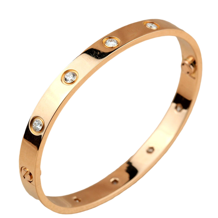Cartier Love 10 Diamond Yellow Gold Bracelet Size 17