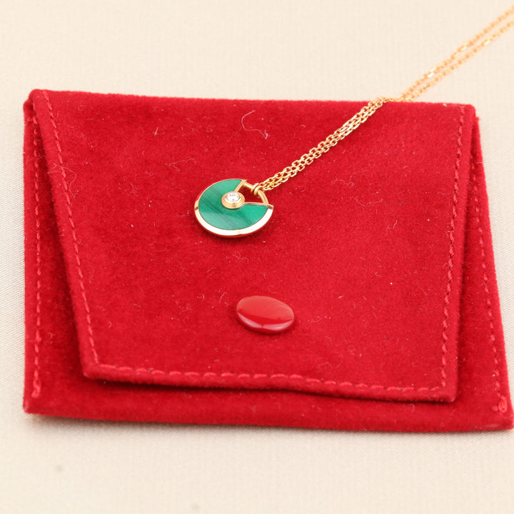 Cartier Amulette de Cartier 18K Rose Gold Malachite Necklace