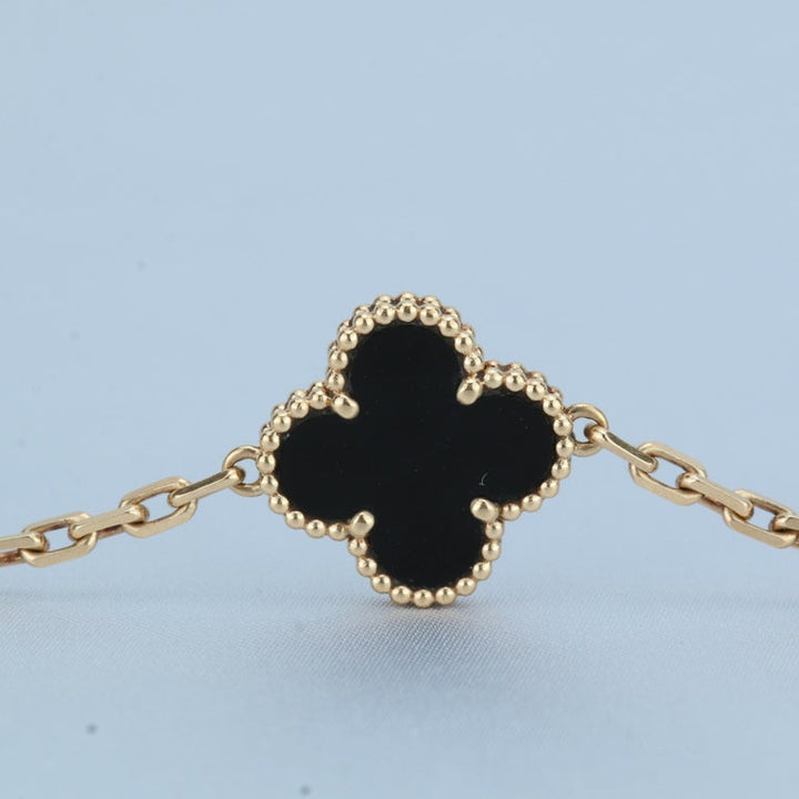 Van Cleef & Arpels Black Onyx Vintage Alhambra 18k Gold Bracelet