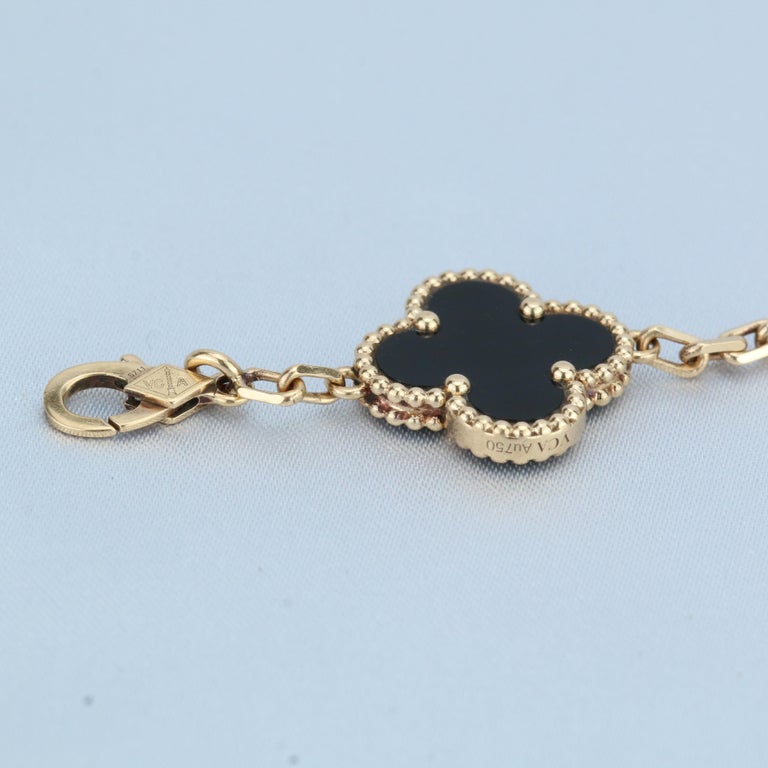 Van Cleef & Arpels Black Onyx Vintage Alhambra 18k Gold Bracelet