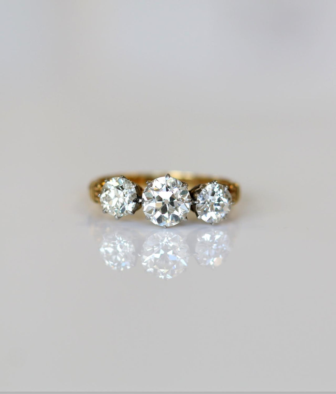 Victorian Old Cut Three-Stone Diamond Ring - SOLD