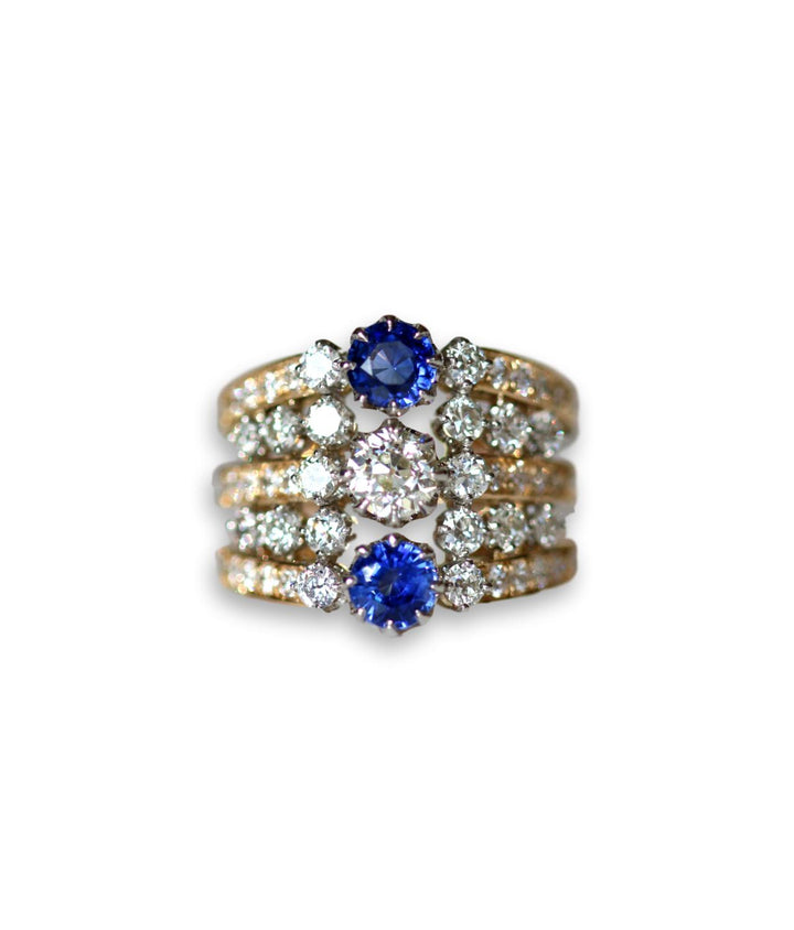 Edwardian Inspired Sapphire and Diamond Stack Ring - SOLD
