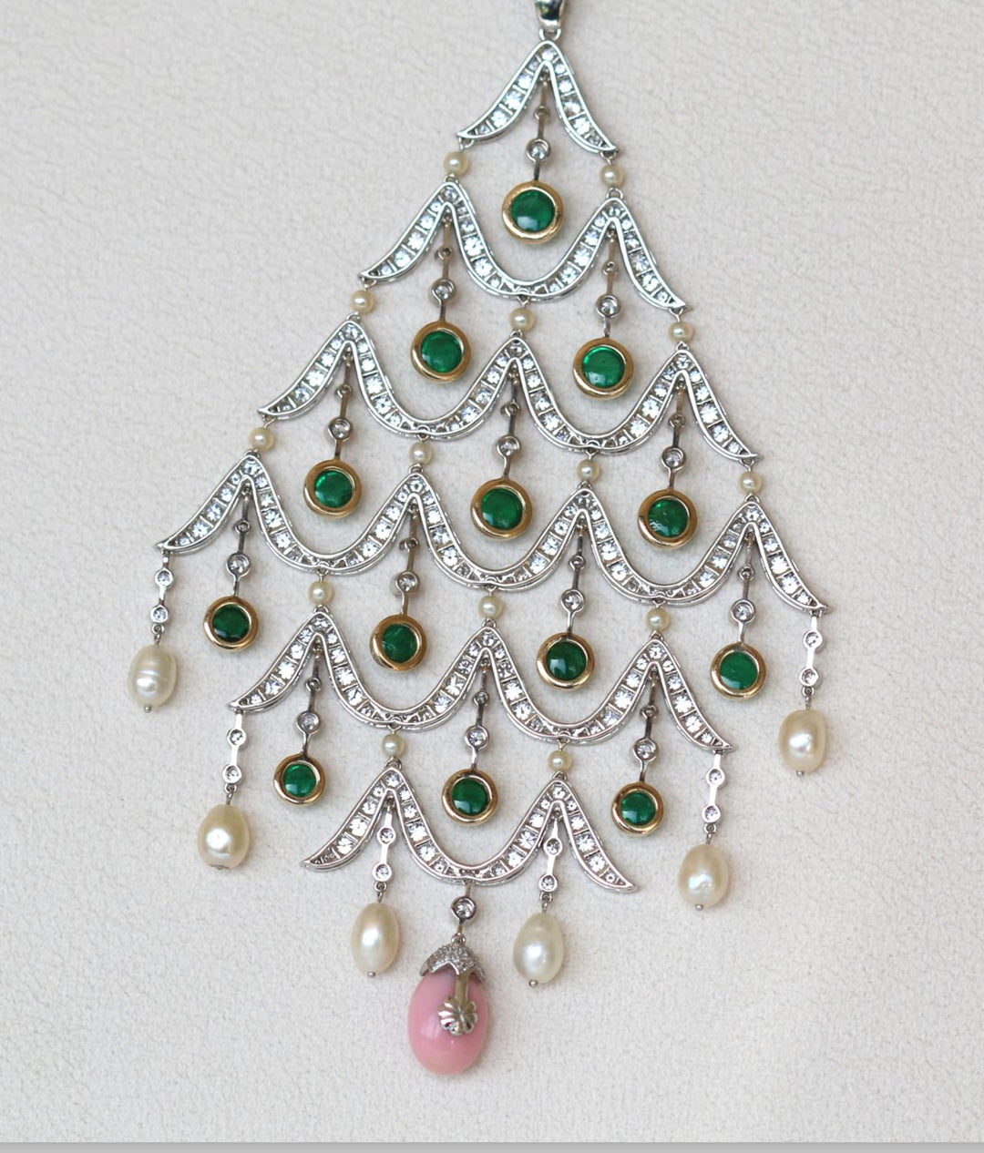 Emerald Diamond Conch Pearl Pendant Necklace - SOLD