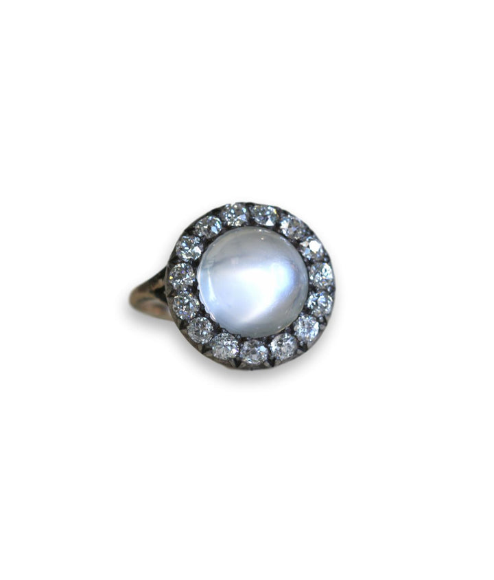 Victorian Moonstone Diamond Cluster Ring - SOLD