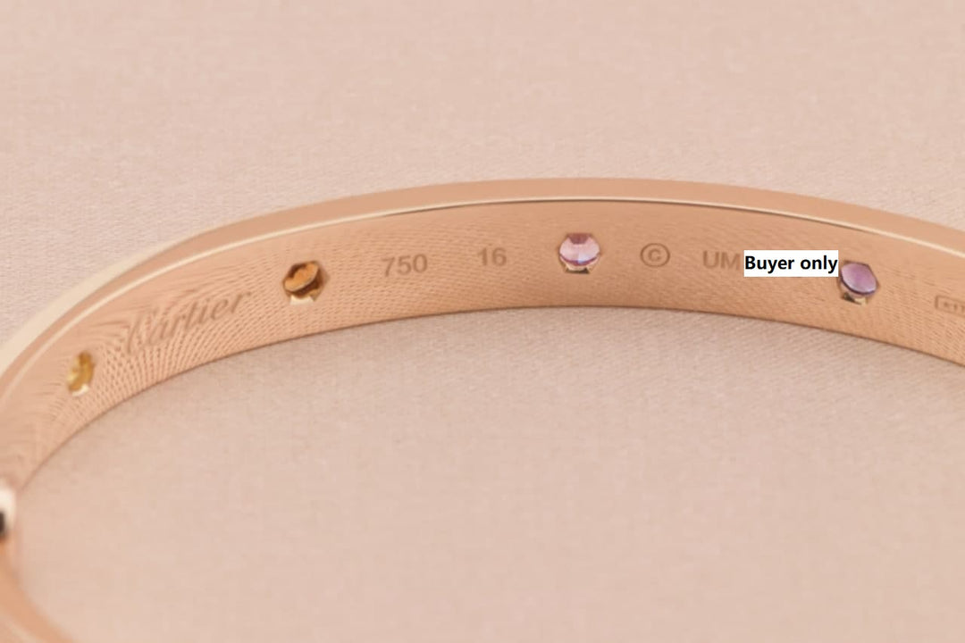 Cartier Love Bracelet Multi Gem Rose Gold Size 16