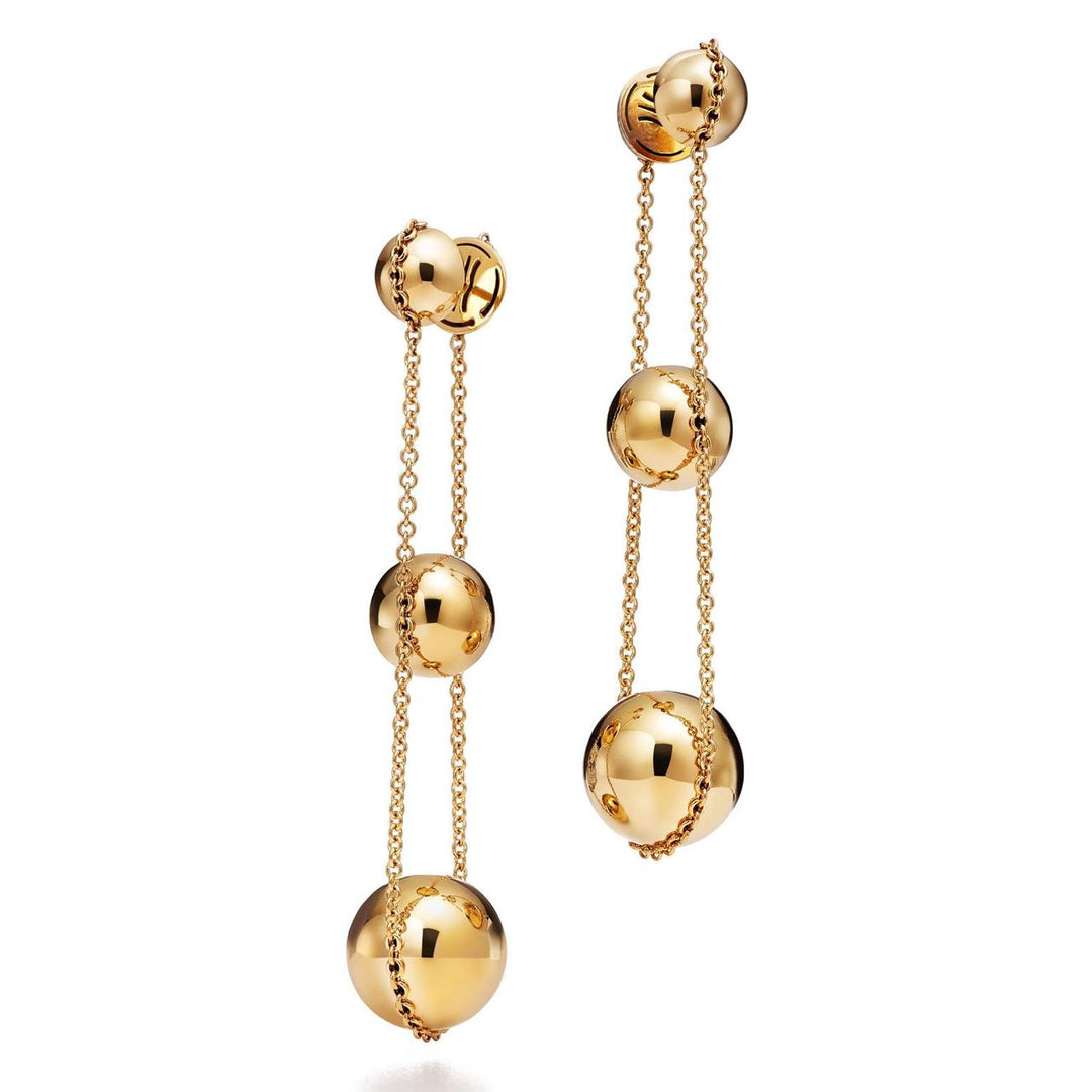 Tiffany City HardWear Gold Beads Drop Yellow Gold Earrings