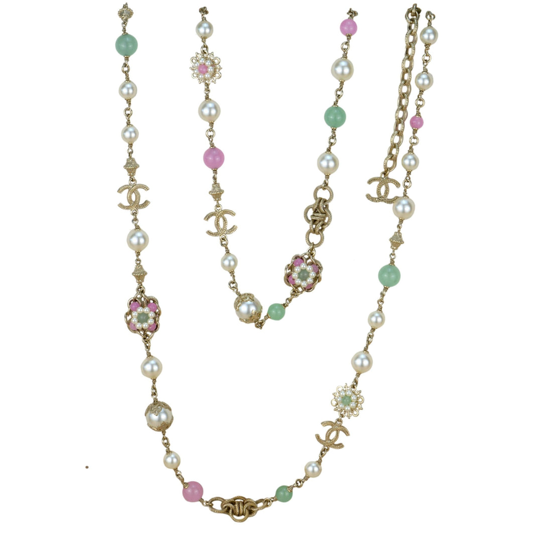 Vintage Chanel Vintage Pink No.5 Rhinestone Pendant Gold Necklace