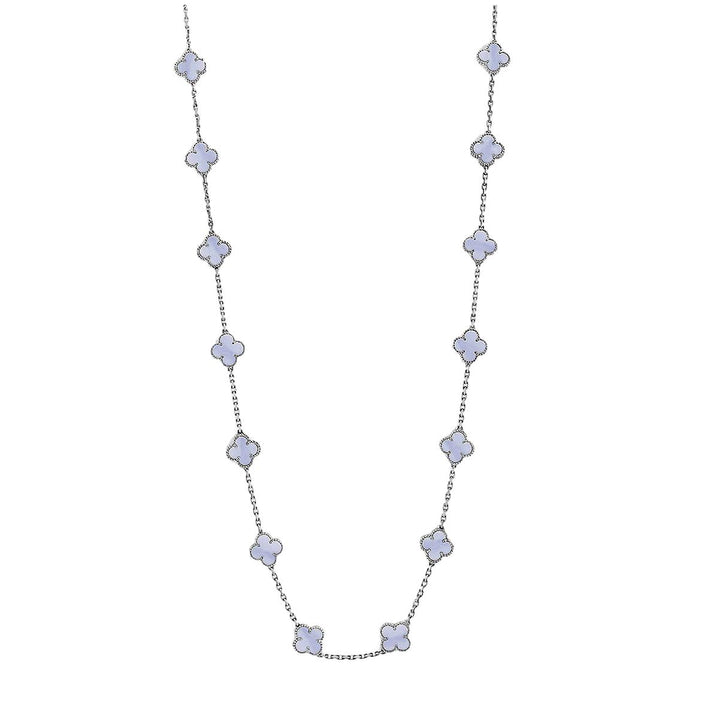 Used Van Cleef & Arpels Vintage Alhambra 20 Motifs White Gold Long Necklace