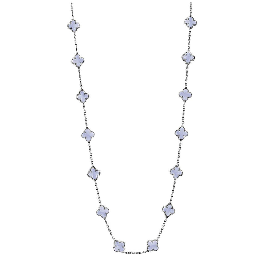 Used Van Cleef & Arpels Vintage Alhambra 20 Motifs White Gold Long Necklace