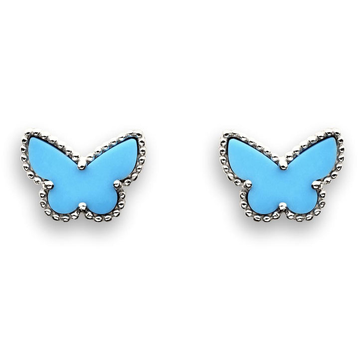 Van Cleef & Arpels Sweet Alhambra Turquoise Butterfly 18K White Gold Earstuds