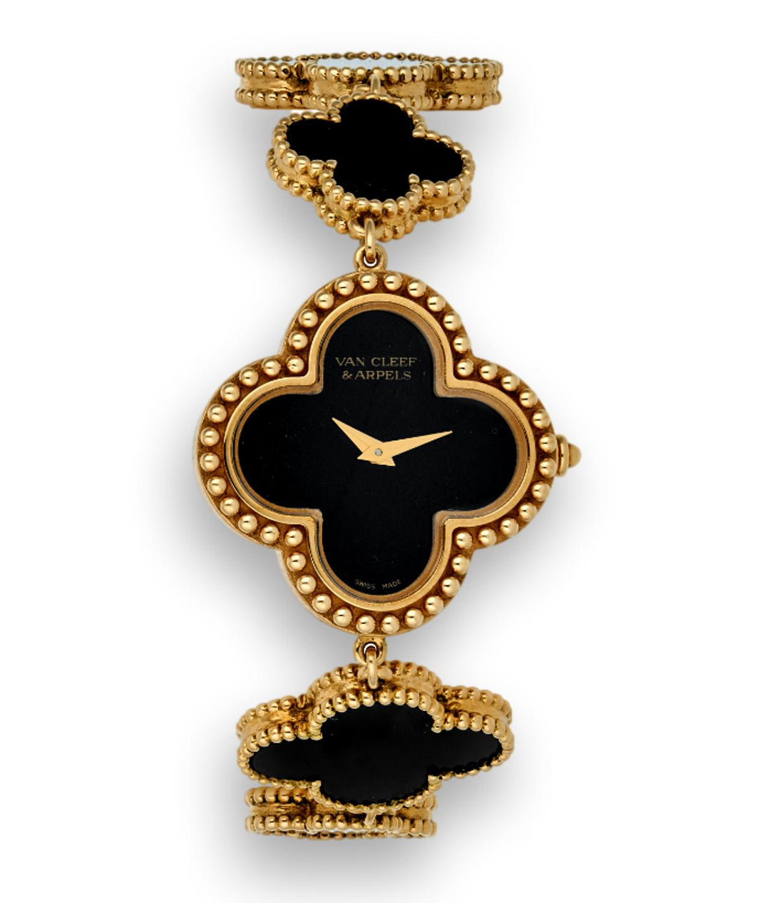 Van Cleef & Arpels Lady's Black Onyx 18K Yellow Gold Alhambra Watch