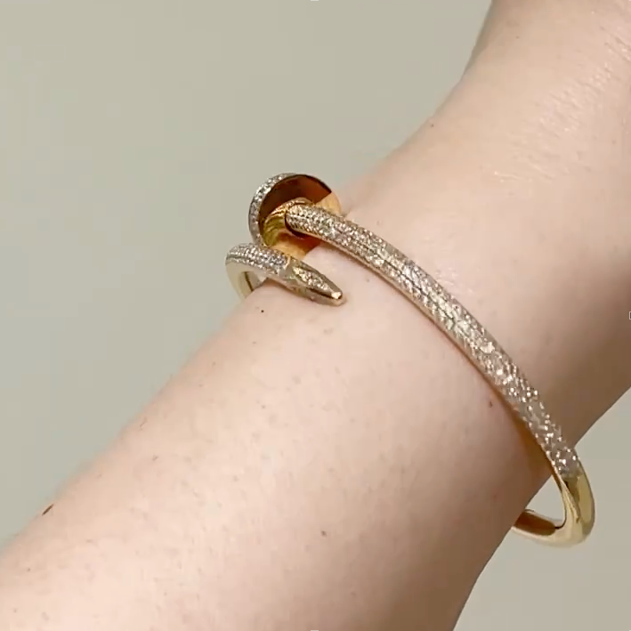 Cartier Gold Pave Diamond Juste Un Clou Bracelet Size 16