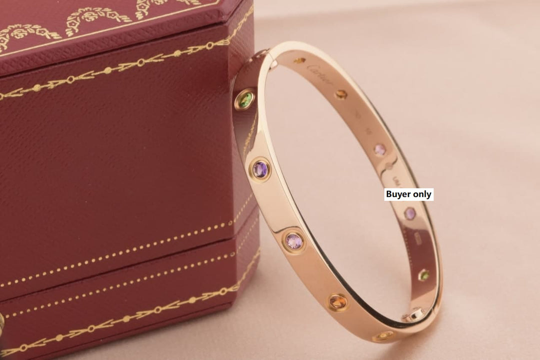 Cartier Love Bracelet Multi Gem Rose Gold Size 16