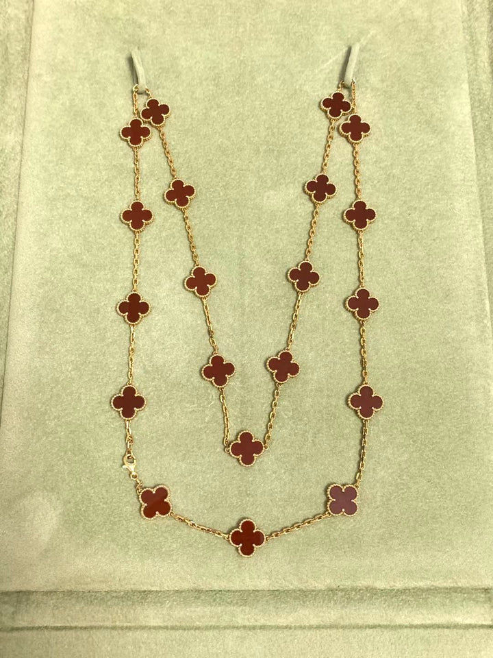 Van Cleef & Arpels Vintage Alhambra 20 Motifs Carnelian Gold Long Necklace