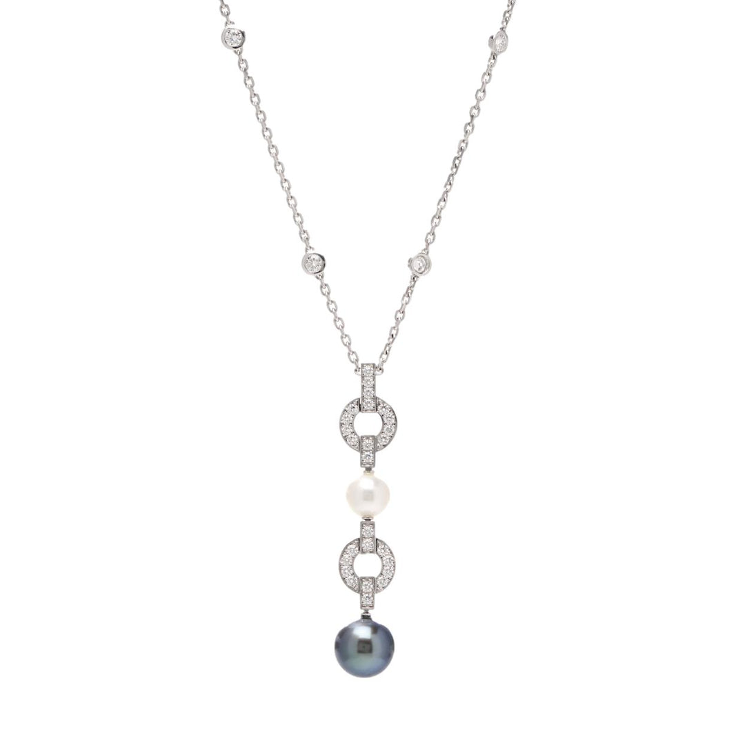 Diamond and White Gold Tahitian Pearl Necklace