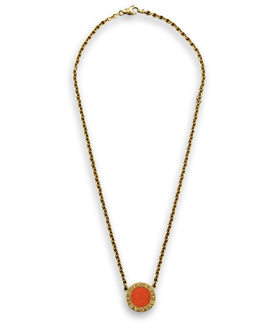 Bulgari Coral and Gold Pendant Necklace