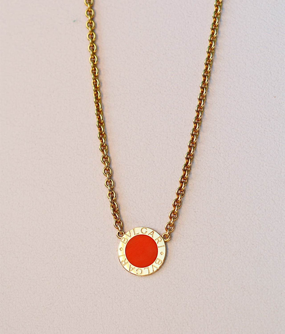 Bulgari Coral and Gold Pendant Necklace