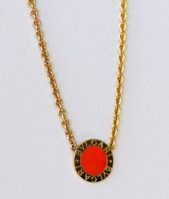 Bulgari Coral and Gold Pendant Necklace