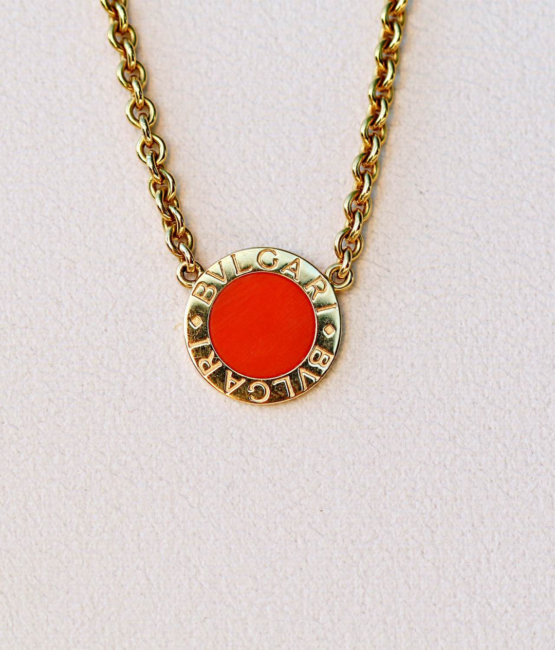 Bulgari Coral and Gold Pendant Necklace