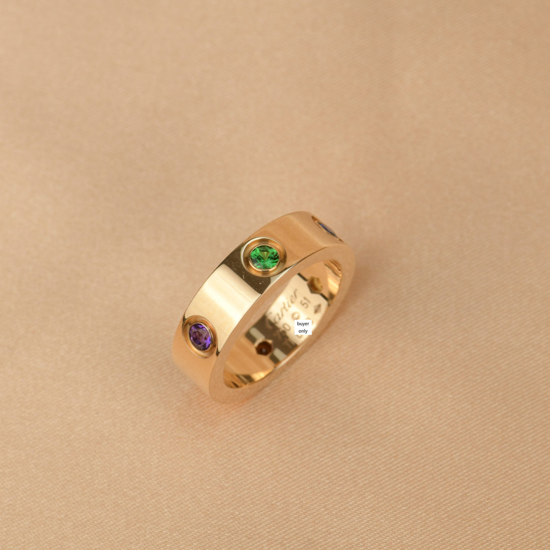 Cartier Love 18K Rose Gold Rose Multi Gem Ring