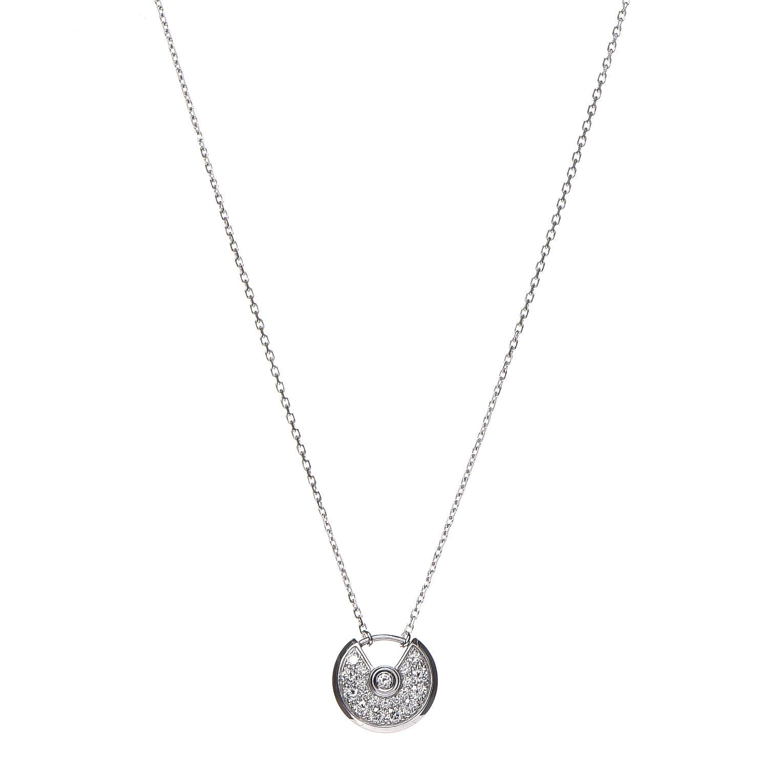 Cartier Amulette de 18K White Gold Diamond Necklace Dandelion