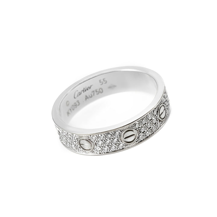 Cartier LOVE Wedding Diamond-Paved White Gold Ring Size 55