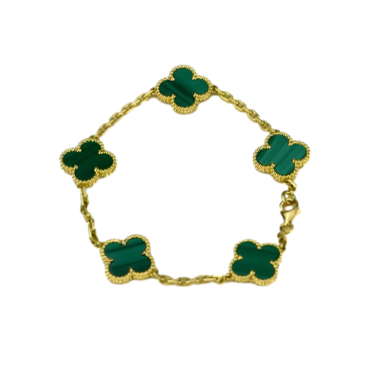 Van Cleef & Arpels Vintage Alhambra Malachite Yellow Gold Bracelet