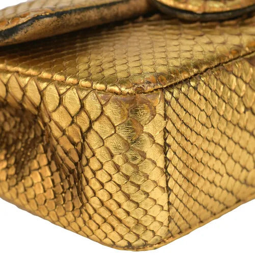 CHANEL Classic flap bag in exotic golden python