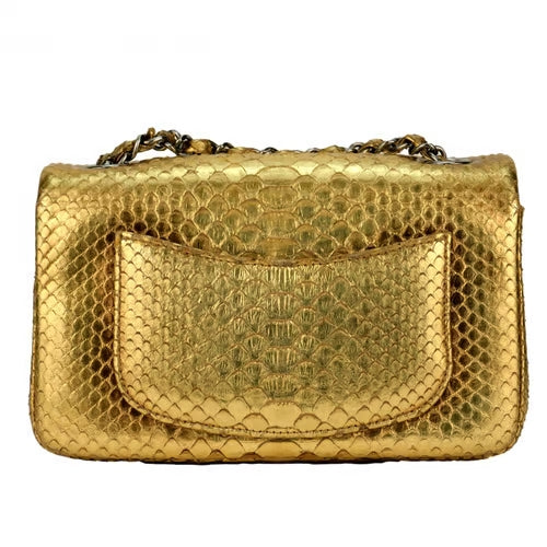 CHANEL Classic flap bag in exotic golden python