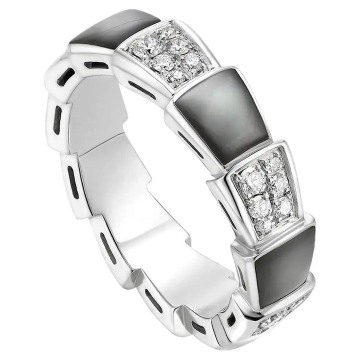 Bulgari Serpenti Viper Mother of Pearl Ring in White Gold