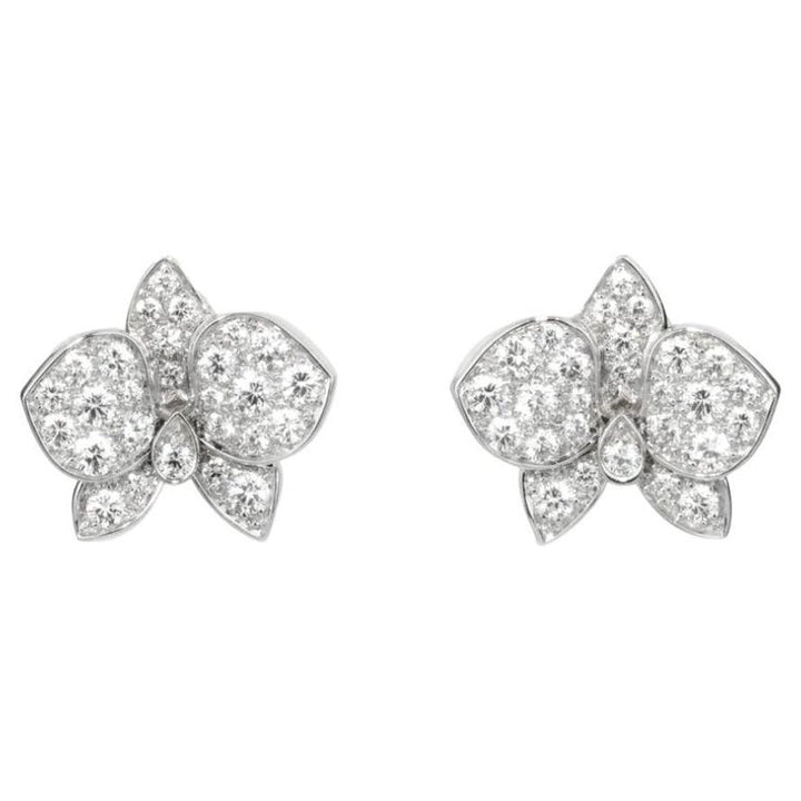 Cartier Caresse D’orchidées Par White Gold Diamond Earring
