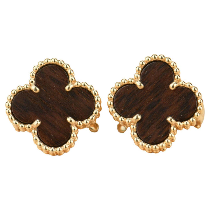 Van Cleef &amp; Arpels Vintage Alhambra Letterwood Rose Gold Earrings