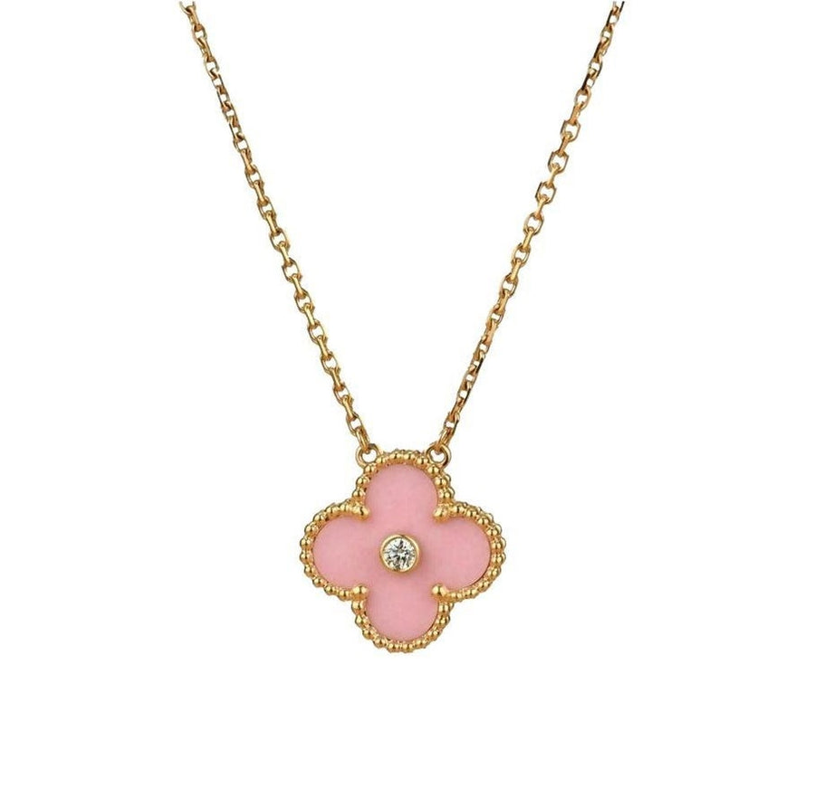 Van Cleef & Arpels Diamond Porcelain Limited Edition Alhambra Rose Gold Necklace