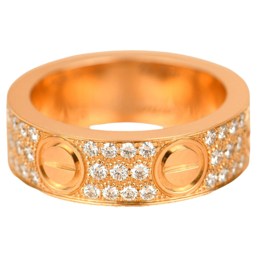 Cartier Rose Gold Pave Diamond Love Ring