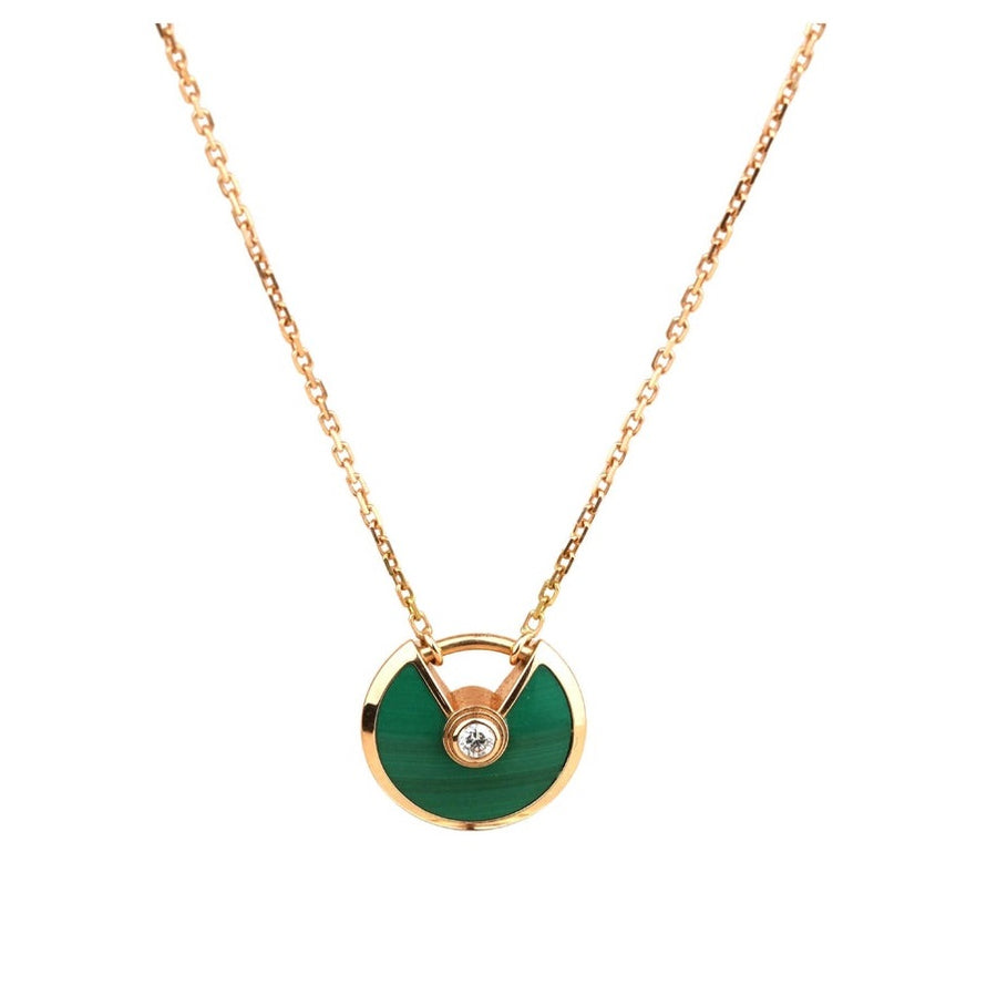 Cartier Amulette de Cartier 18K Rose Gold Malachite Necklace