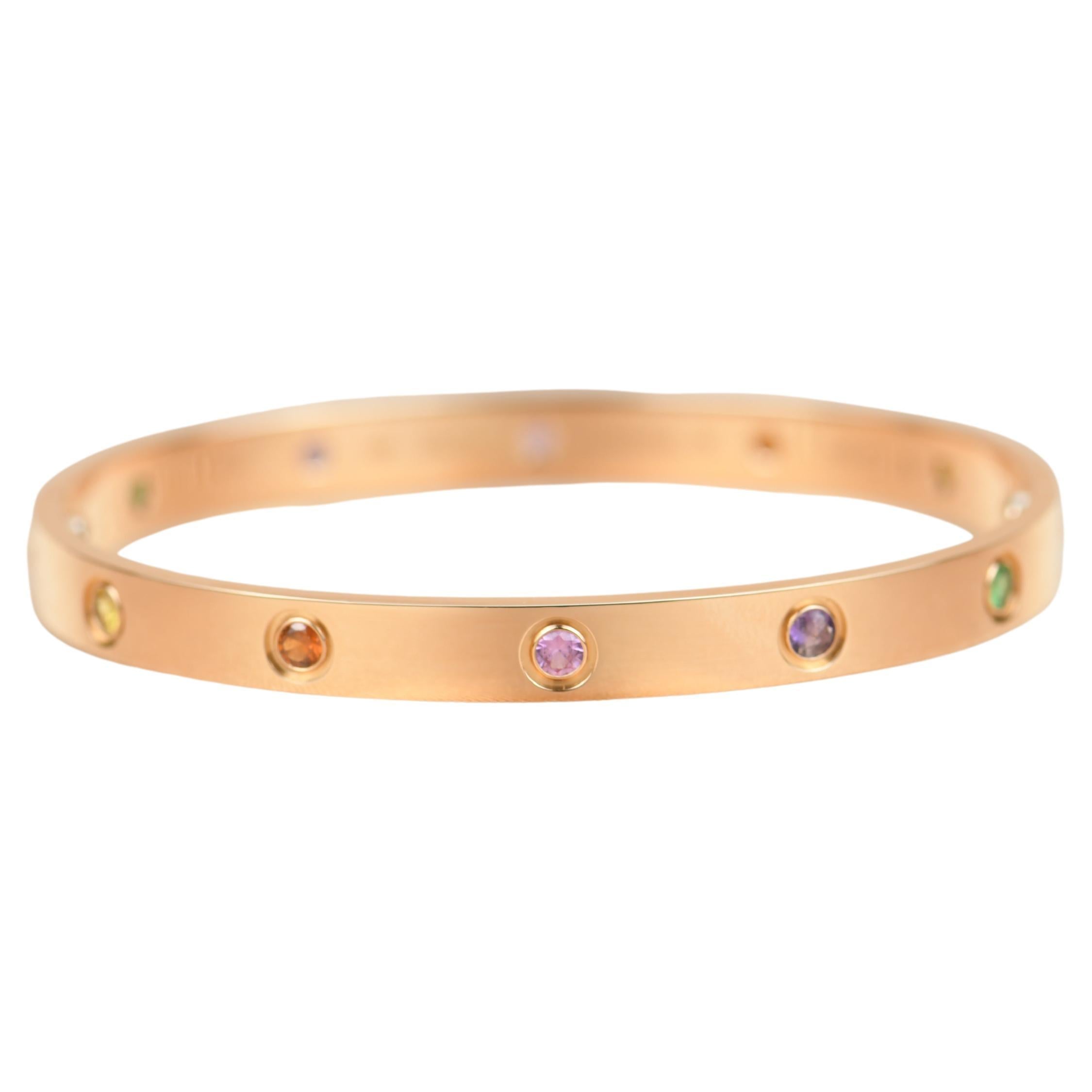 Cartier Love Bracelet Multi Gem Rainbow Rose Gold  svrtravelsindiacom