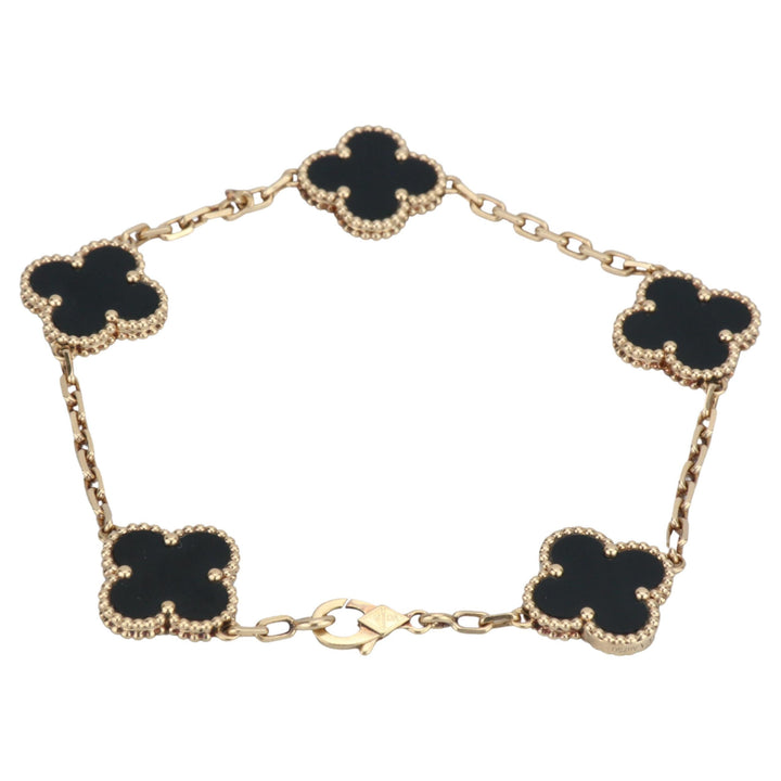 Van Cleef & Arpels Black Onyx Vintage Alhambra 18k Gold Bracelet