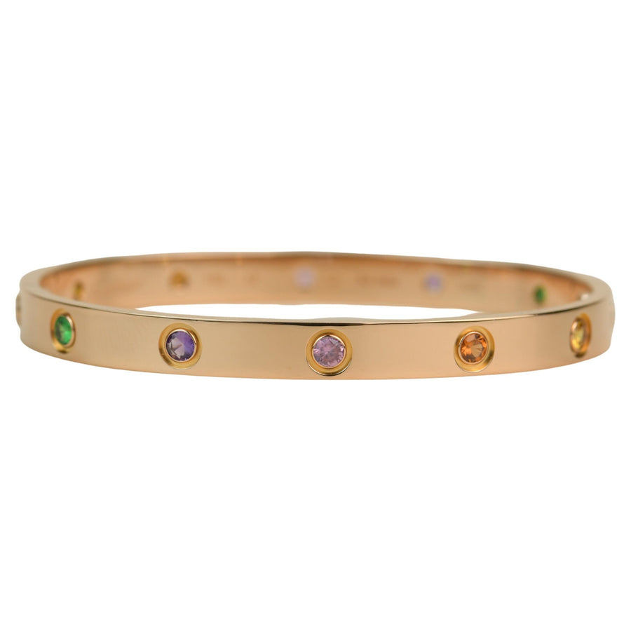 Cartier Love Bracelet Multi Gem Rainbow Rose Gold Size 17